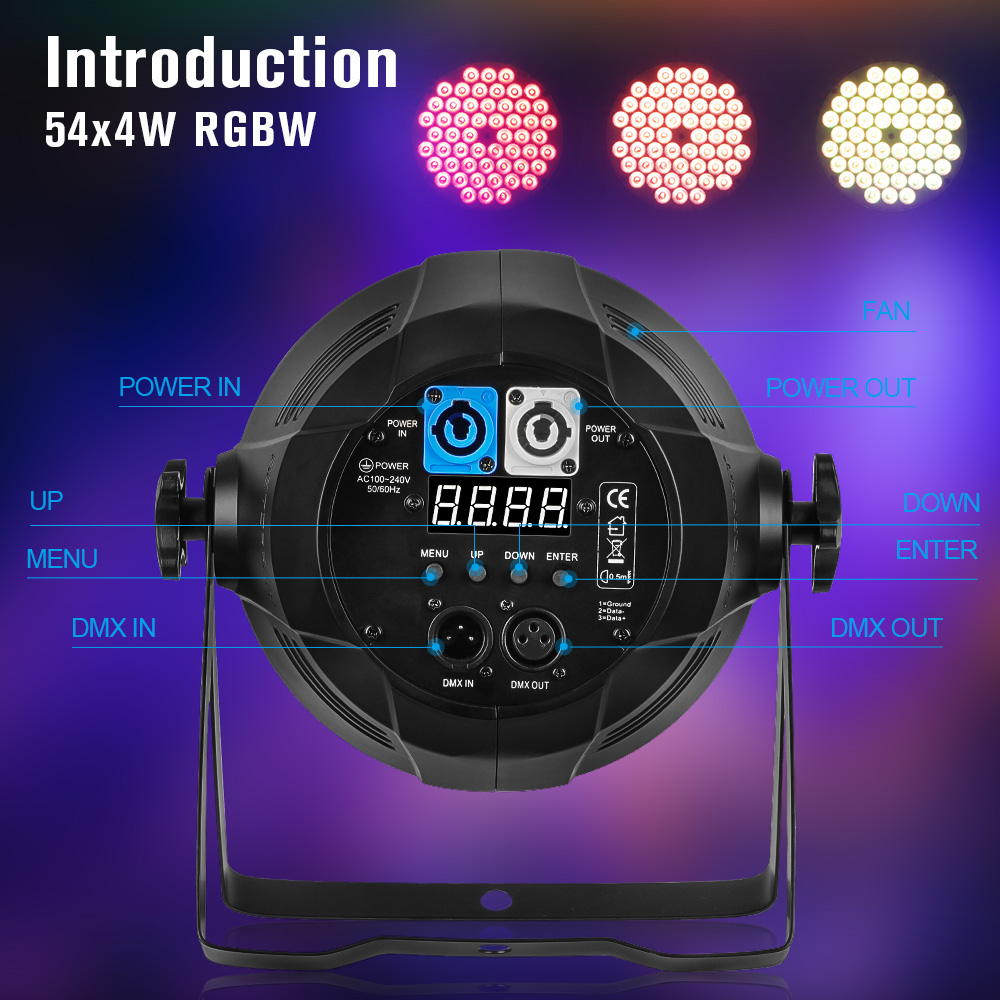 Big Dipper LPC010 Professional Stage Lighting DJ Club Night Shows Concerts Church 54*4w 54*3w RGBW 4-in-1 LED PAR Can Par Lights