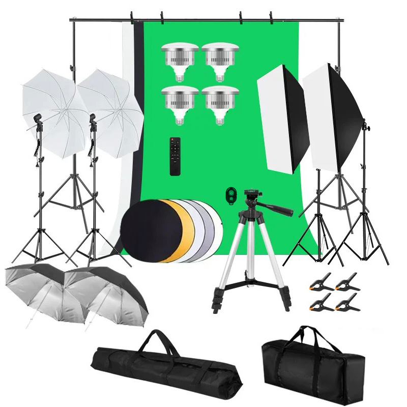 PFL-KT1 Photo Studio Lighting Kit Softbox Set Backdrop Tripod Stand Kits Photographic Umbrella Light Soft Box With Best Quality