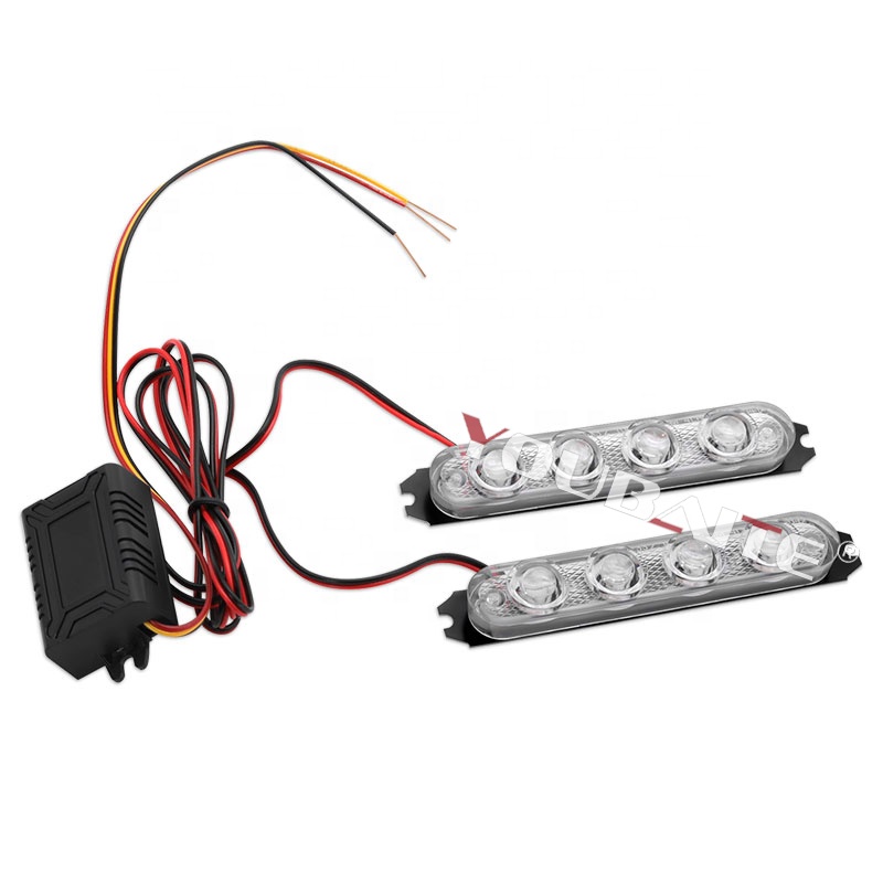 4 LED 1 to 2 Emergency Vehicle Dual Color Strobe Lights Car Flash 12V 12W Warning Lights for Front Grille Deck