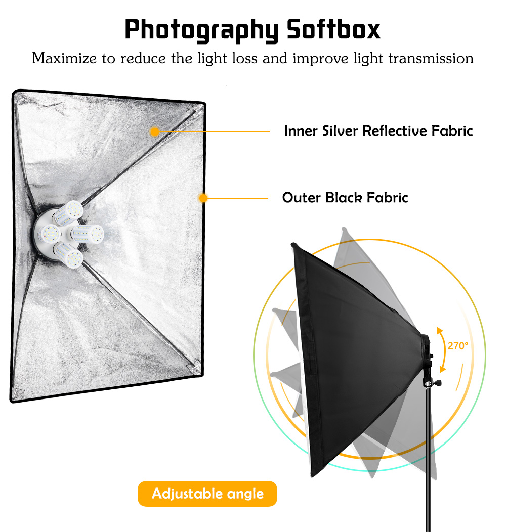 Four Bulbs Socket Soft Box Continuous Light Photography Lighting Kit