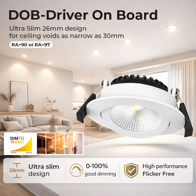 Dimmable Slim LED Downlight 6W COB CE RoHS Recessed Ceiling Spotlight Indoor Lamp for Hotel Office Project
