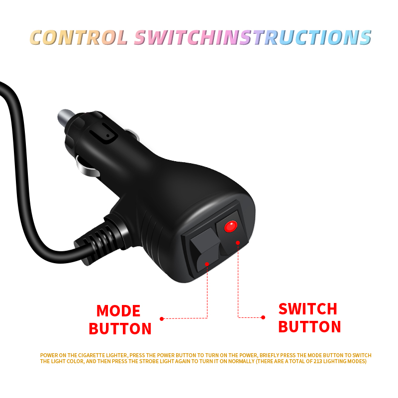 Car Styling Flashing Emergency Signal Lamp Lights 12v 24V RGB Windshield Sucker Installation Strobe Warning Light