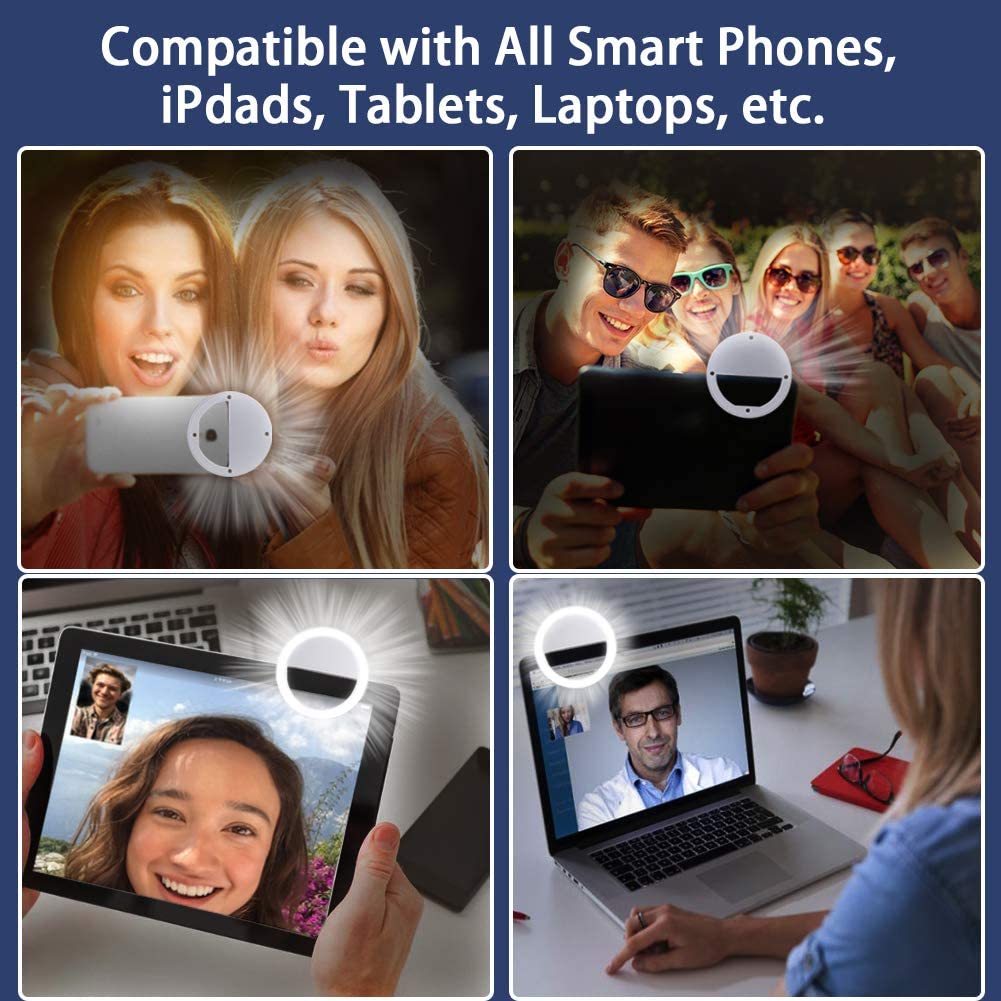 Factory Price Selfie Ring Light 3 Dimmable Modes Rechargeable ABS Material Clip High Quality For Cross Border Dropshipping Sale