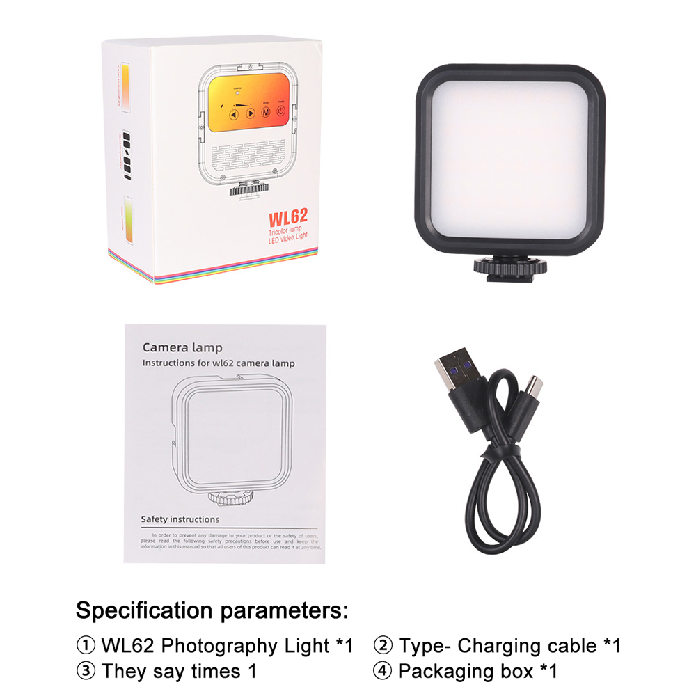 WL62 W016 Small Portable Plastic Live Streaming Vlog LED Light 800LM 3000K-5500K Mobile Phone Camera Photography Fill Light