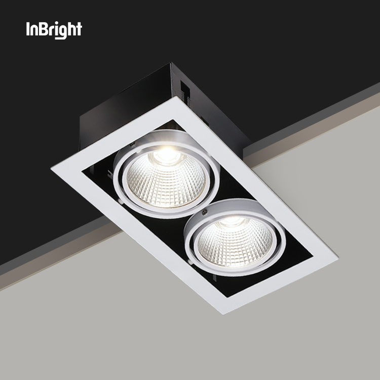 Ceiling Grille Led Spotlight 2x10w 2x20w 2x30w Double Head Adjustable Multiple Spot Light