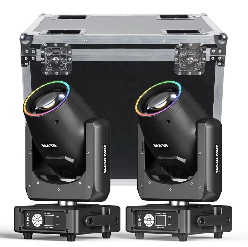 Hot Selling 2Pcs Mini 7R 230W Beam Moving Head Light Dj Disco Stage Lights With Flight Case