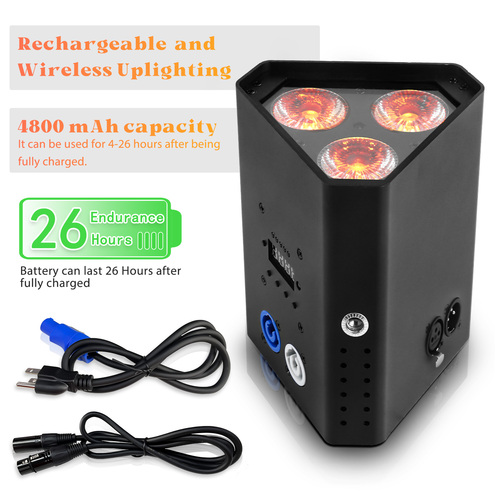 Battery Wireless Wifiuplights Par 3x18w RGBWAUV 6in1 Dj Parcan Lights with IR Remote