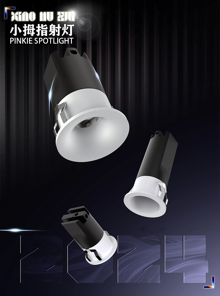 Modern Mini LED Spotlight Thumb-Sized Full-Spectrum Eye-Protection at 3000K Unique Embedded Aluminum Style for Indoor Use