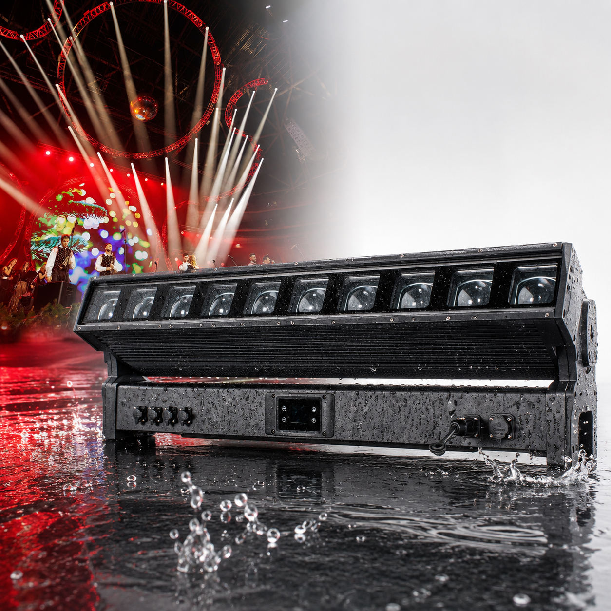 IP65 waterproof outdoor 10x60w zoom pixel beam strip moving headlight, with LED backlight, used for event stage performances