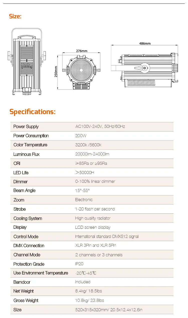 Fresnel LED Light Details 5