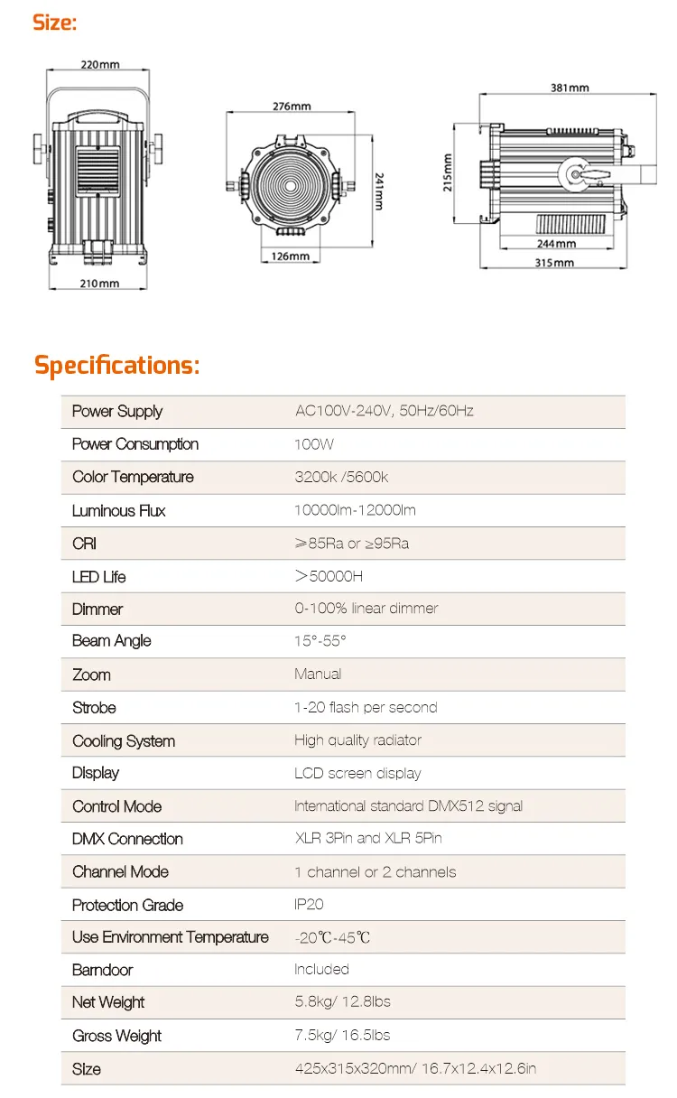 E-Image Ej-160 LED Light Accessories and Mounting