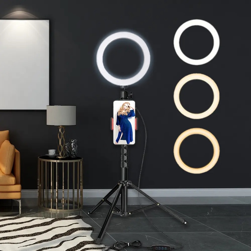 Popular LED Multi-light Effect Tiktok Ring Light Foldable Makeup Selfie Ring Light For Live Broadcast Round Portable Tripod