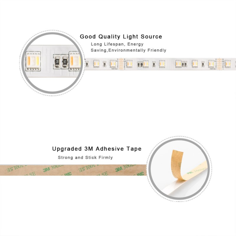 SMD5050 Rgbcct 5in1 Chip 12/24V Indoor/Outdoor Decoration Lighting LED Strip Light