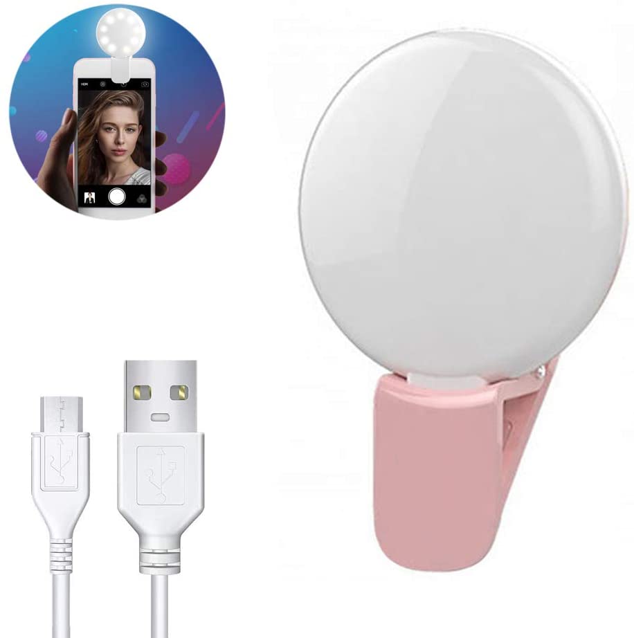 All Phone Use USB Rechargeable Portable Mini Selfie Ring Light 2-in-1 Functions High ABS Material Bright LED Fill Light Phone