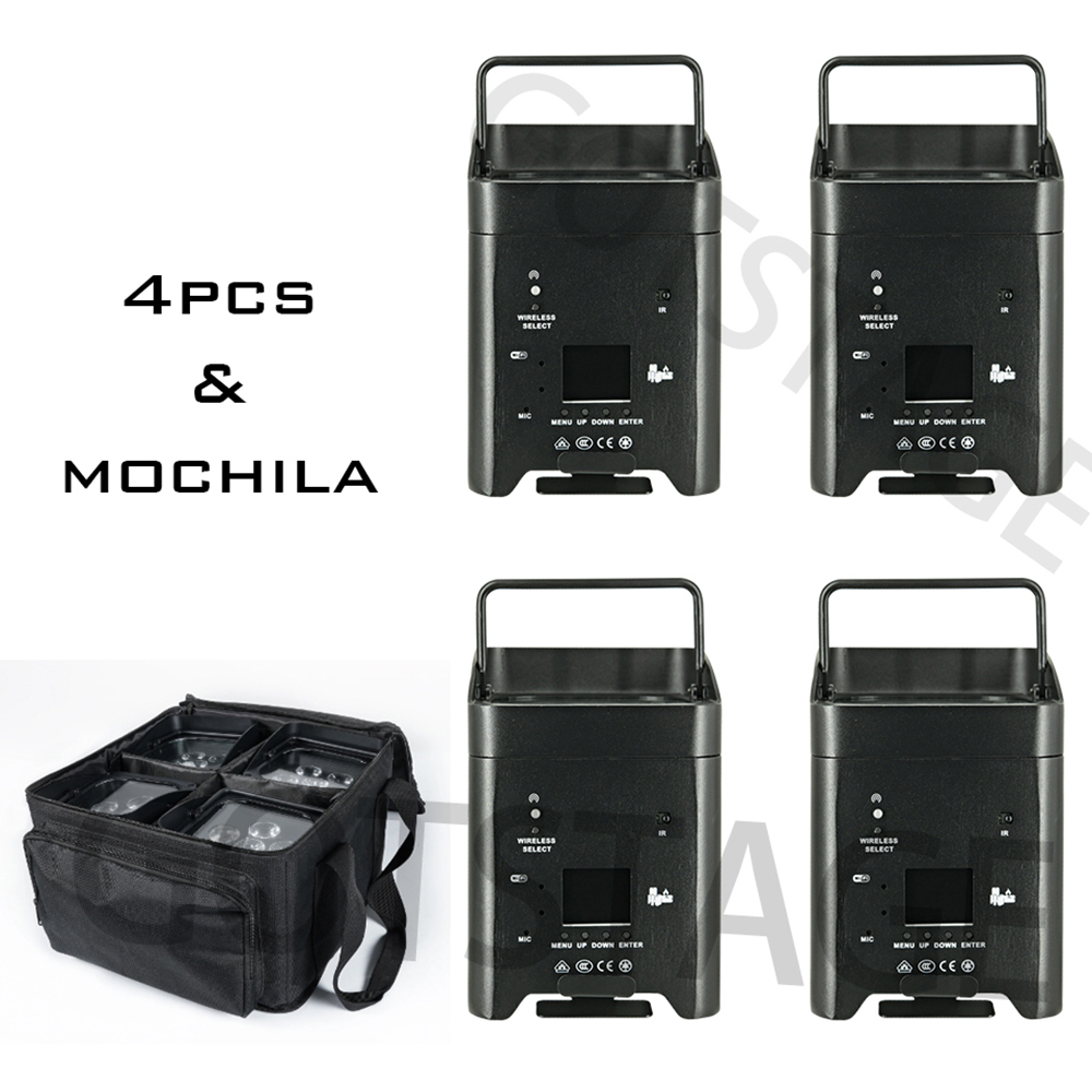 4PCS Wireless Remote Control 6*18W RGBWA+UV Rechargeable Battery LED Par light DMX512 Control Professional Stage Lighting