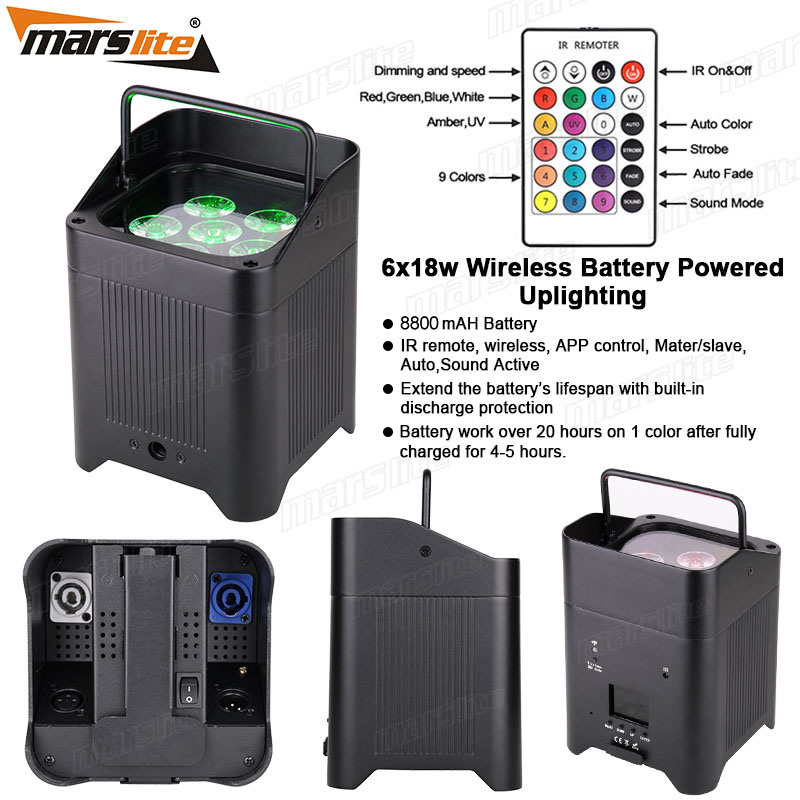 10PCS One Set Rechargeable Smartbat Uplights Battery Wireless Wedding Party Dj Lights Stage up Lights Par With Case