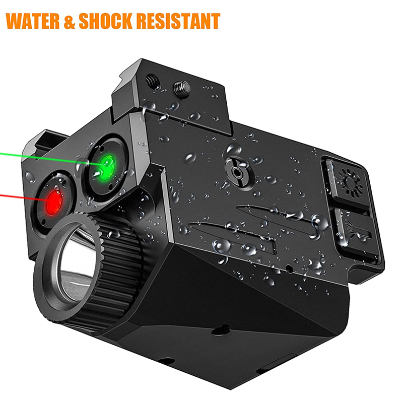 High Quality Dual Laser Tactical Flashlight Mount Rechargeable Green Red Laser White Light Combo Aluminum Waterproof Outdoor