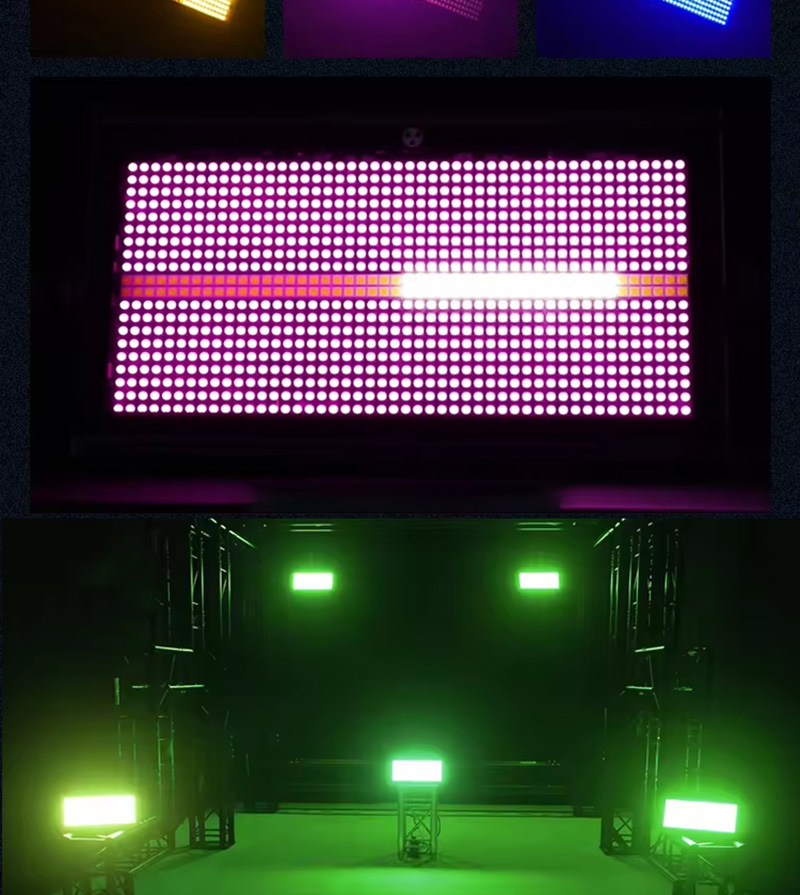 Mingjie 1000W LED Strobe Light 8+8 Segment Chasing Effect RGB Coloring Flash Effect 5 Control Modes Stage Lighting