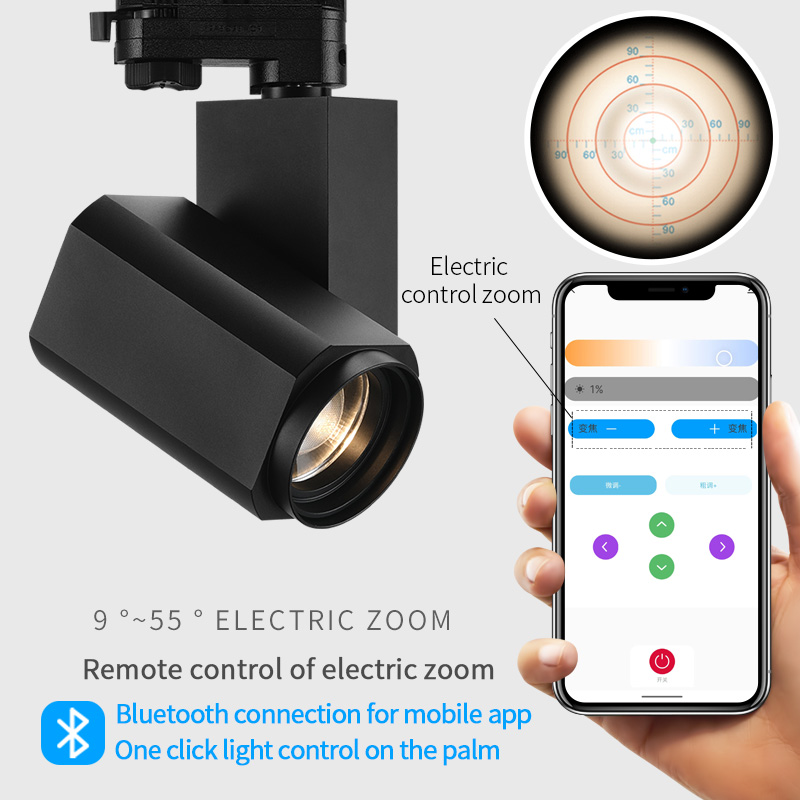 24W LED Electric Spotlight COB Chip Modern Design Zoom DMX Track Lights Aluminum Body High CRI 95 Dimmable Shop Theater Studio
