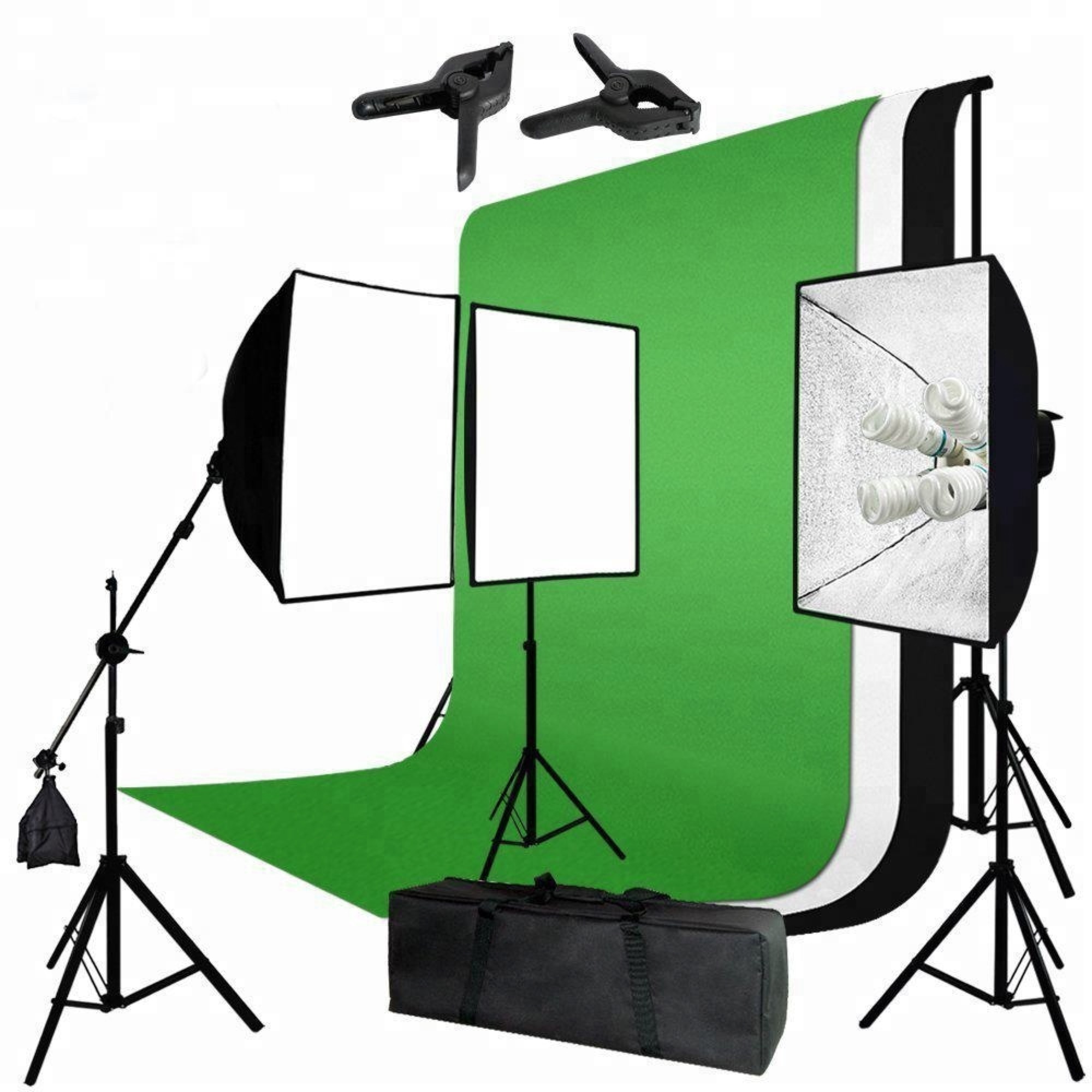 Photography Boom Stand Softbox Four Head Light With Muslin Backdrop Kit for Video Studio