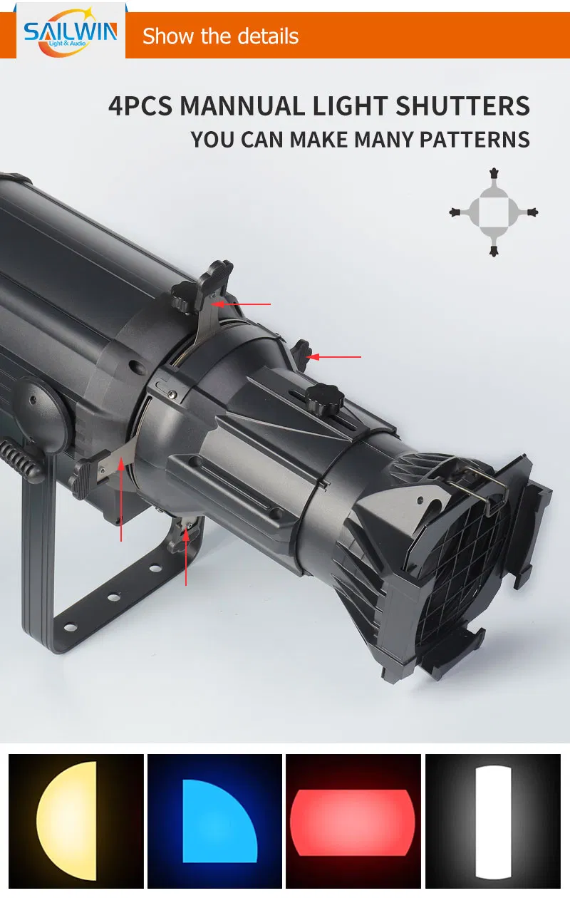 200-300W Rgbaw 4in1 LED Profile Light Zoom Fresnel Spot Light Stage