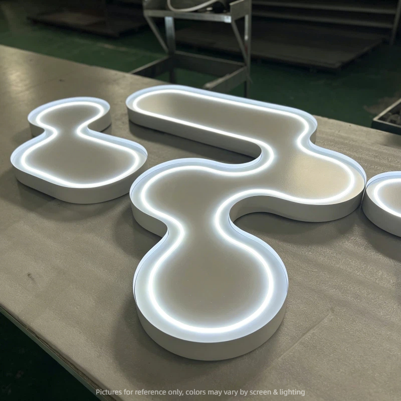 Bar Office Background Wall Logo Stainless Steel LED Neon Light Luminous Alphabet Customization