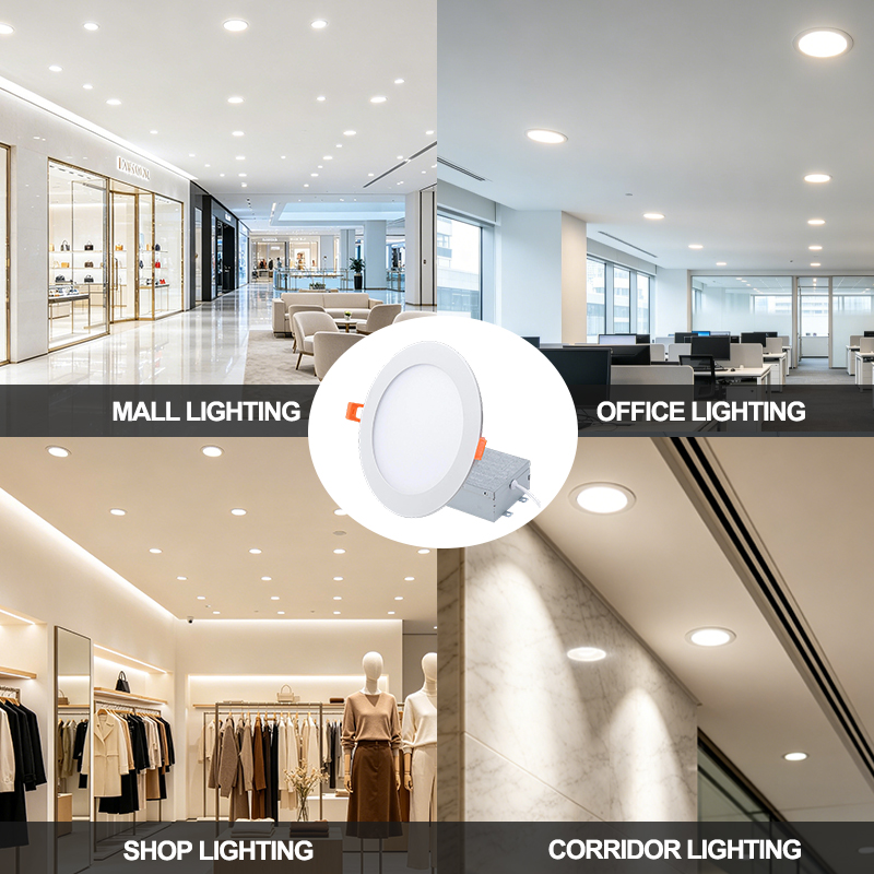 6"12W Ultra Thin Recessed Lighting with Junction Box 5CCT Dimmable Panel Lights LED Ceiling Downlight ETL Energy Star Certified