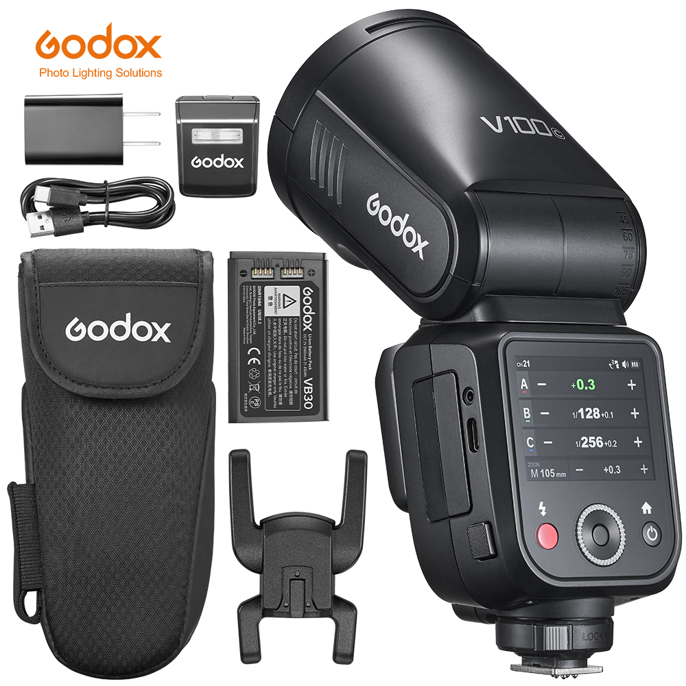 Godox V100 100Ws V100S V100C V100N V100F Photography Speedlight TTL Round Head Camera Flash for Canon Fujifilm Olympus