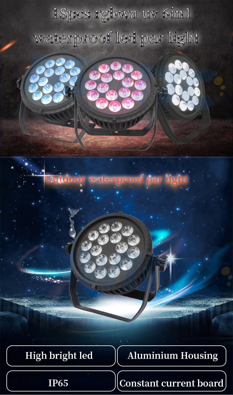 IP65 Par Light 18x18W RGBWA+UV 6in1