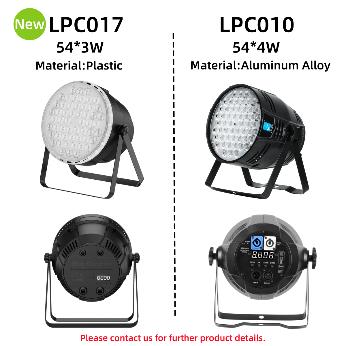 Big Dipper LPC010 Professional Stage Lighting DJ Club Night Shows Concerts Church 54*4w 54*3w RGBW 4-in-1 LED PAR Can Par Lights