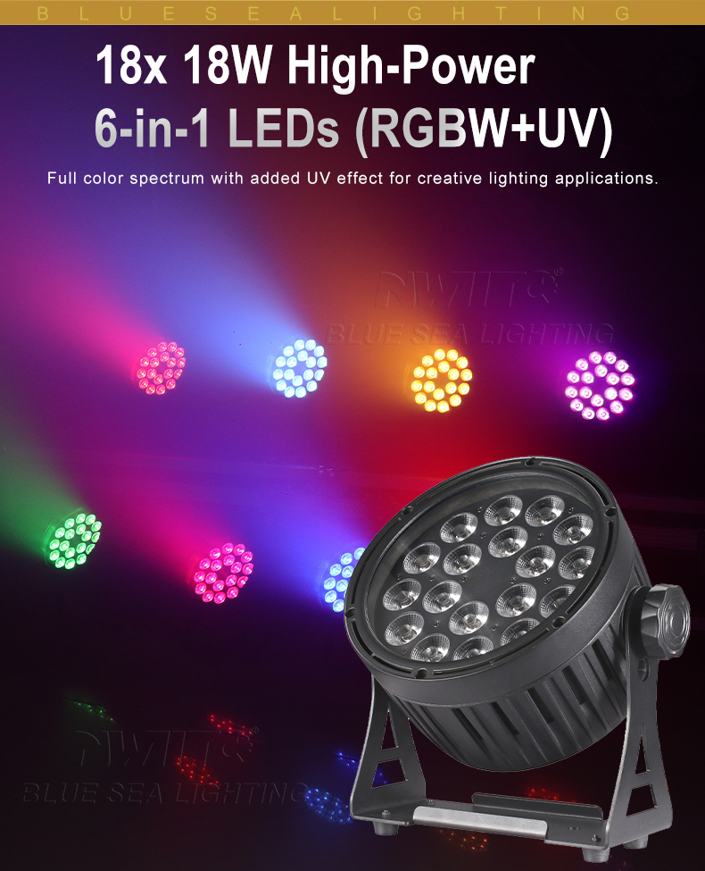 Wedding Outdoor DJ 18x18w RGBWA UV 6in1 LED Par Can Stage Lights for Outdoor Weddings