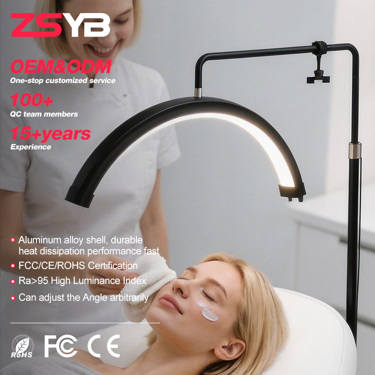 High Quality Professional Beauty LED Half Moon Lamp For Lash And Tattoo Aluminum 3000-6500K Adjustable Beauty Photography Light