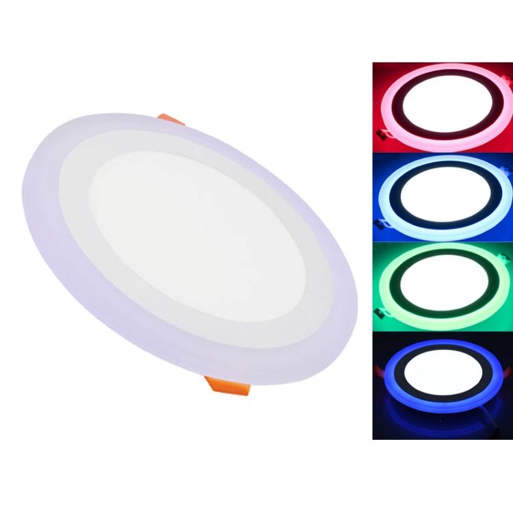 Modern Style Round Ceiling Recessed RGB LED Panel Light 3+3w 6+3w 12+4w 18+6w Double Color Aluminum Lamp Body