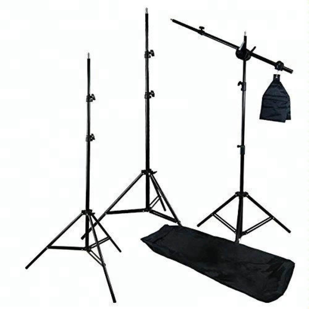 Photography Boom Stand Softbox Four Head Light With Muslin Backdrop Kit for Video Studio