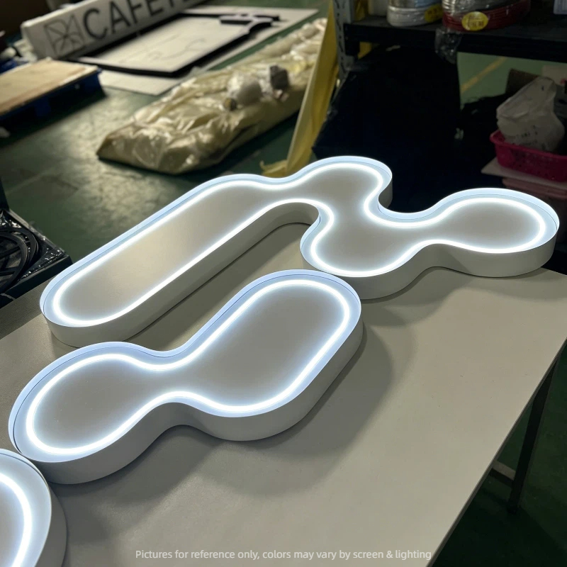 Bar Office Background Wall Logo Stainless Steel LED Neon Light Luminous Alphabet Customization