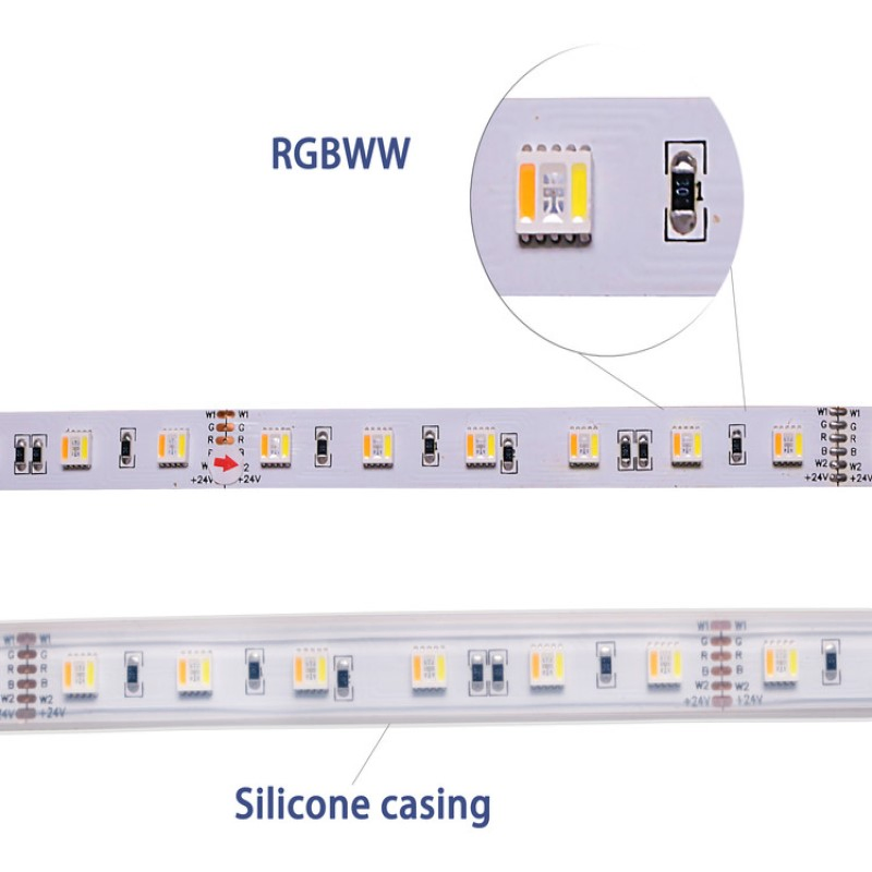 Color-Changing 5050 RGB + CCT LED Strip Lights for Home