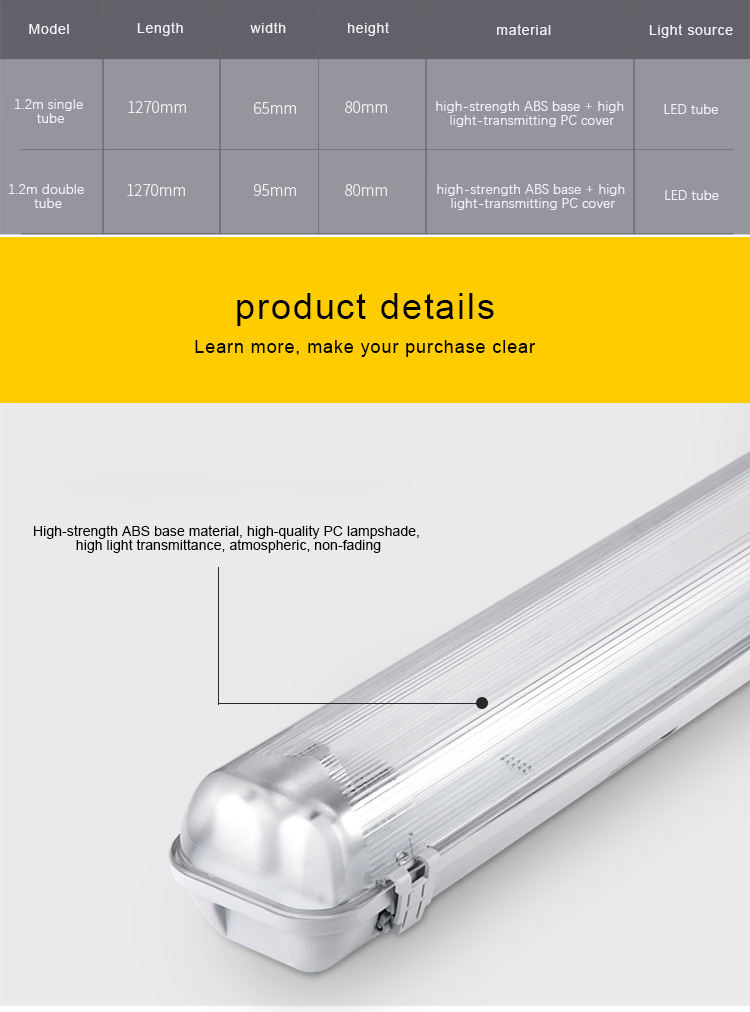 Aier Waterproof IP65 LED T8 Triproof Light for Aquariums