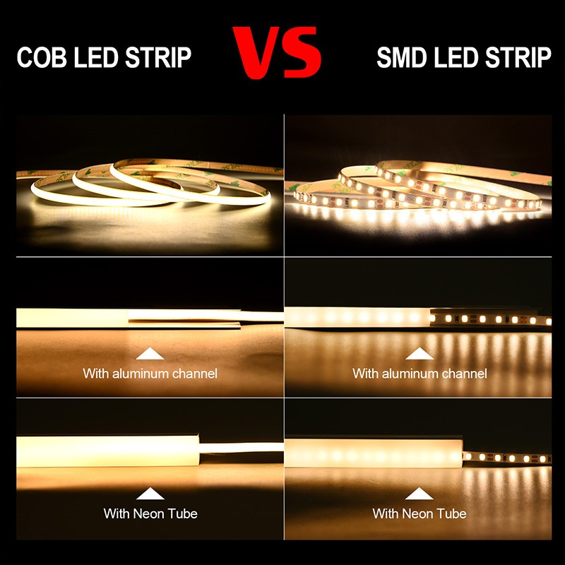 High Brightness Cri 90 Free Cut 5v 12v 24v 2.7mm 3mm 4mm 5mm 8mm 10mm Cob Flexible Dimmable Cob Led Strip Light