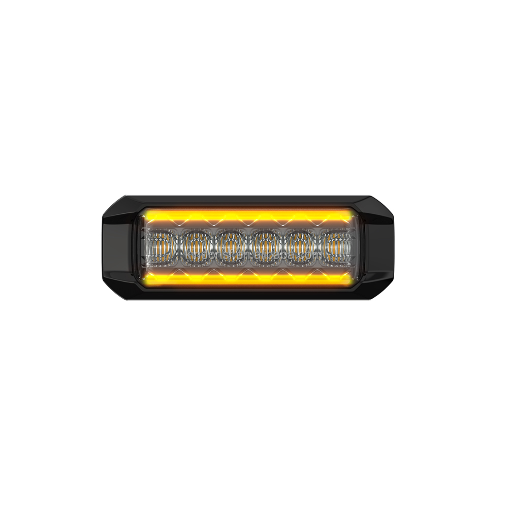ECE R10 ECE R65 Class 2 LED Surface Mount Grille 6 LED Flashing Warning Lighthead Strobe Light with Position Light 7032B-6
