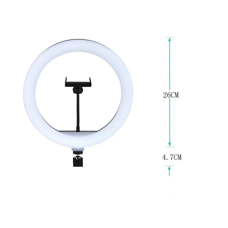 10-Inch Dimmable LED Studio Lamp with Fill Camera Adapter Ring Selfie Cosmetic Photography Lighting Stand and Tripod Included