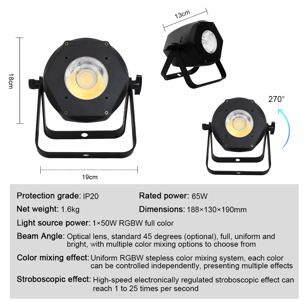 Wholesale 65W RGBW 4in1 LED Par Light With Aluminum Alloy DMX512 Sound-Active IP20 Wash Light Club Bar DJ Party Wedding Event