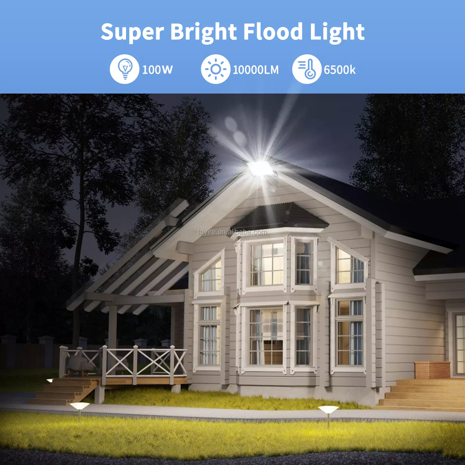 IP66 Waterproof LED Flood Light High Efficiency Outdoor Spotlight Lamp 10W 20W 30W 50W 100W Led Projector 220-240V Floodlight