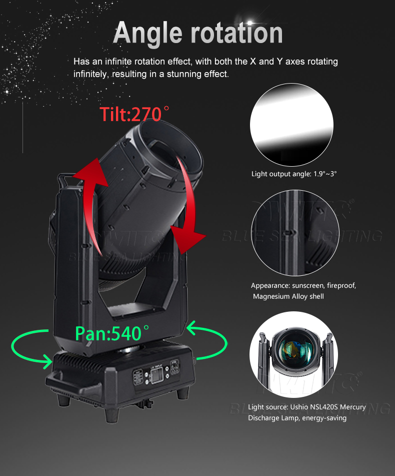 Waterproof IP65 Outdoor 420W RGBW Beam Moving Head Light