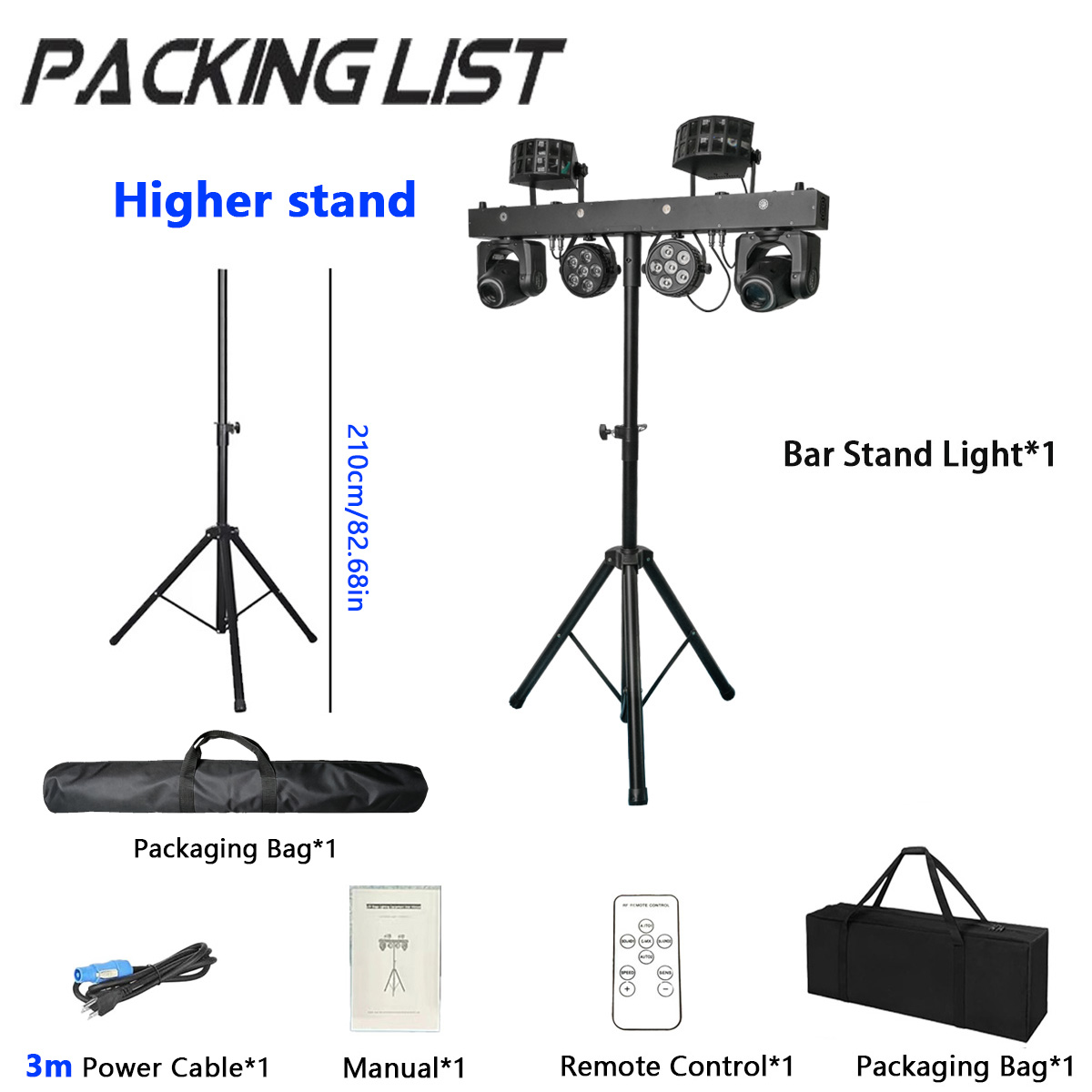 High Quality Disco Dj Equipment Gig Bar 5in1 Professional Portable Led Par Bar Moving Head Strobe Stage Light for Party Club