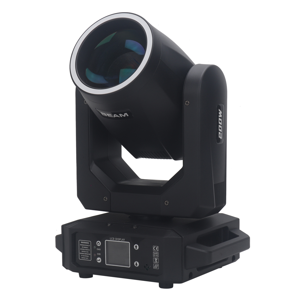 200W 18-Prism LED Moving Head Stage Lights RGBW Color Mixing and DMX512 Control Adjustable Beam for Theaters and Events