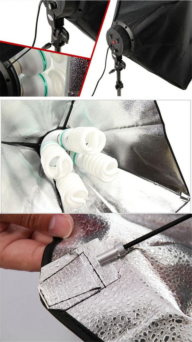 Photographic Equipment Photo Studio Soft Box Kit Video Four-capped Lamp Holder Lighting 50*70cm Softbox Photo Box