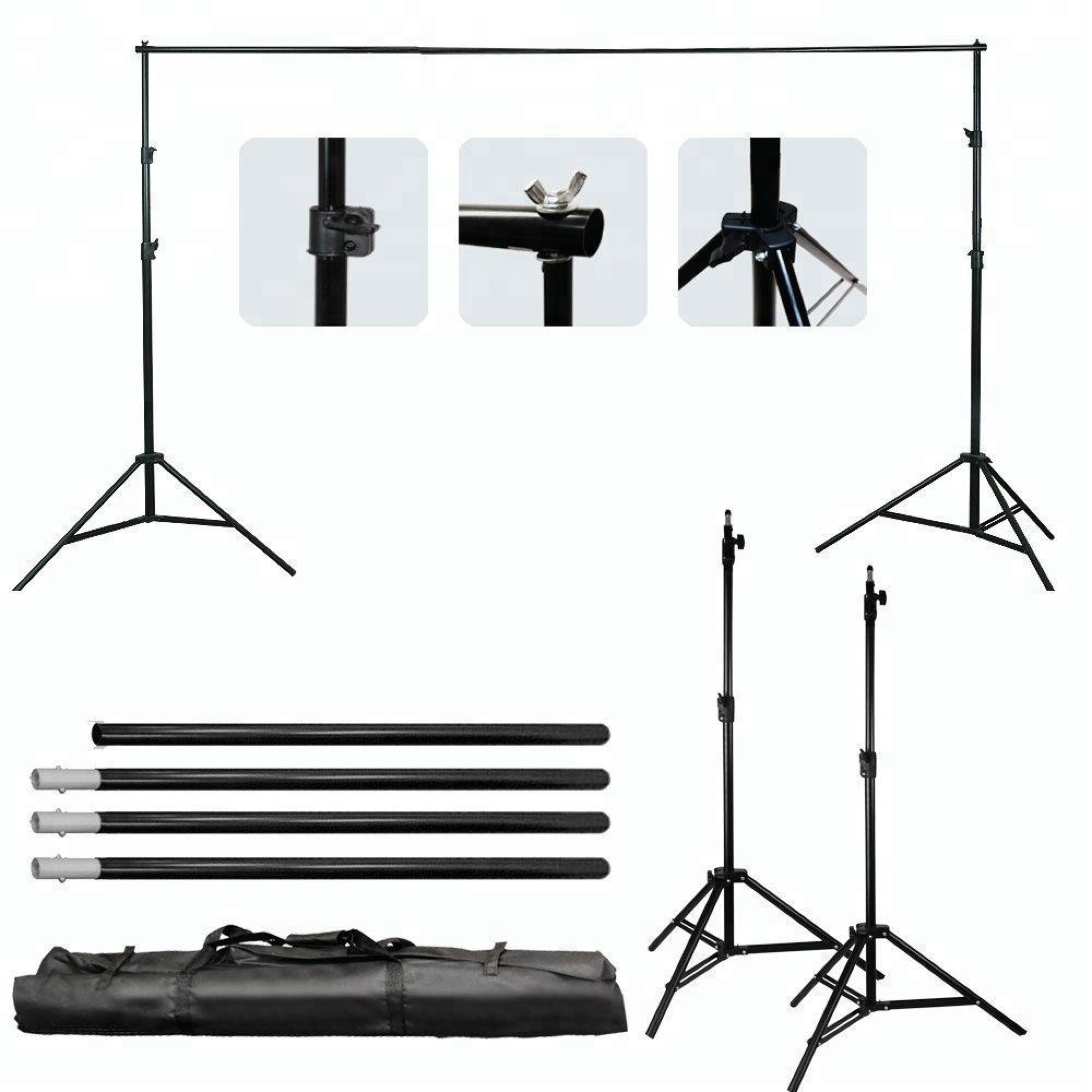 Photography Boom Stand Softbox Four Head Light With Muslin Backdrop Kit for Video Studio