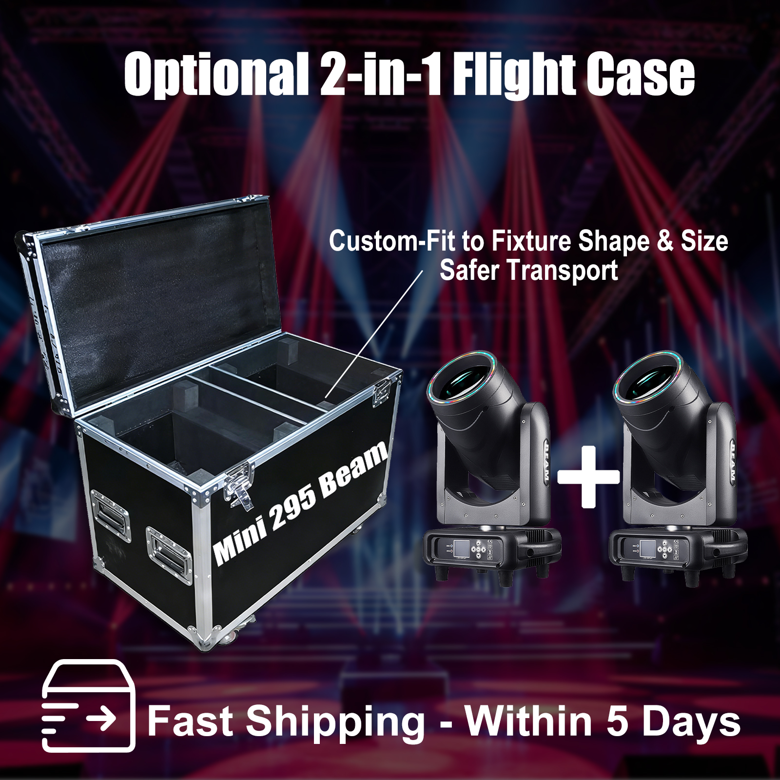 Mini 295W 14R Beam Moving Head Light Sharpy Double Prism Spot DMX DJ Disco Club Bar KTV Party Stage Light Show 3200-7800K Color