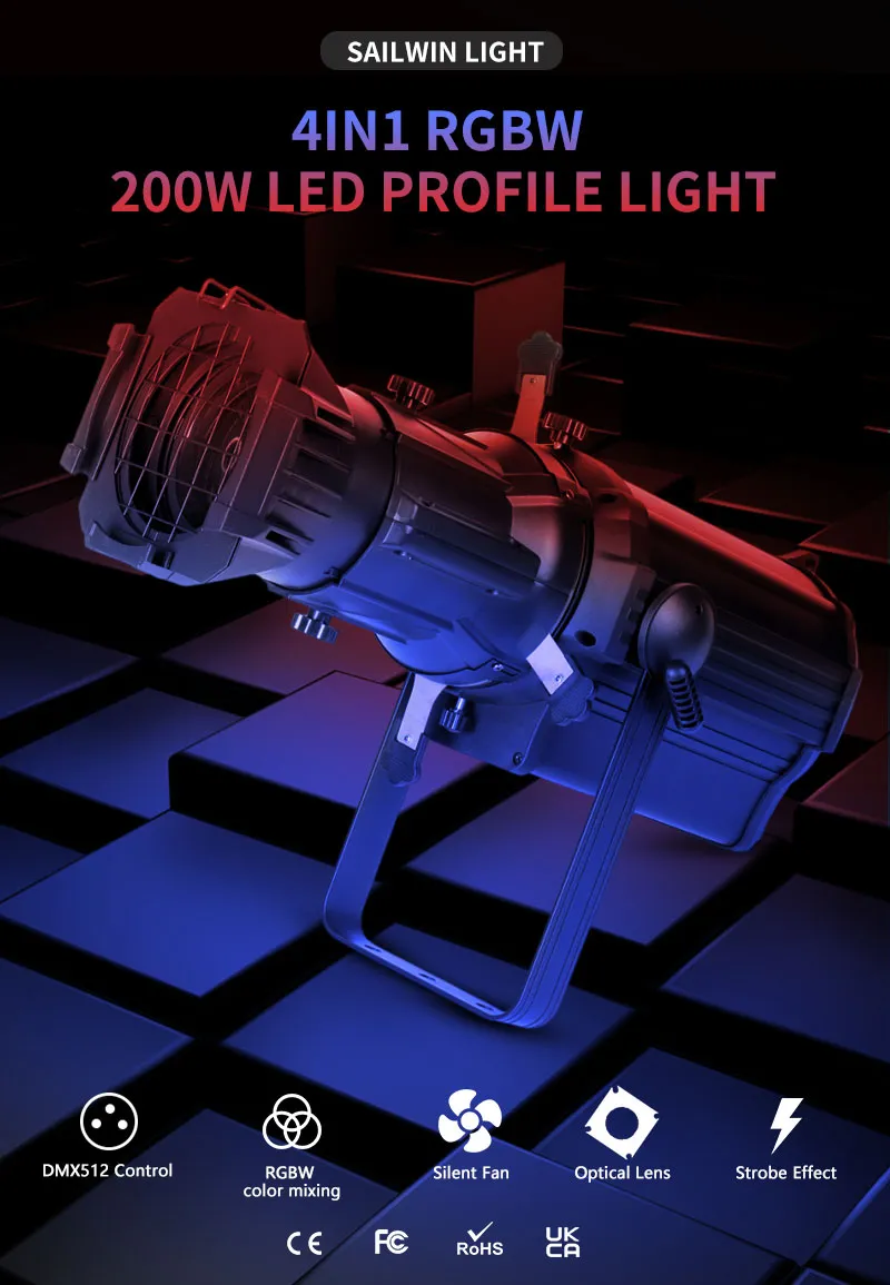 200-300W Rgbaw 4in1 LED Profile Light Zoom Fresnel Spot Light Stage