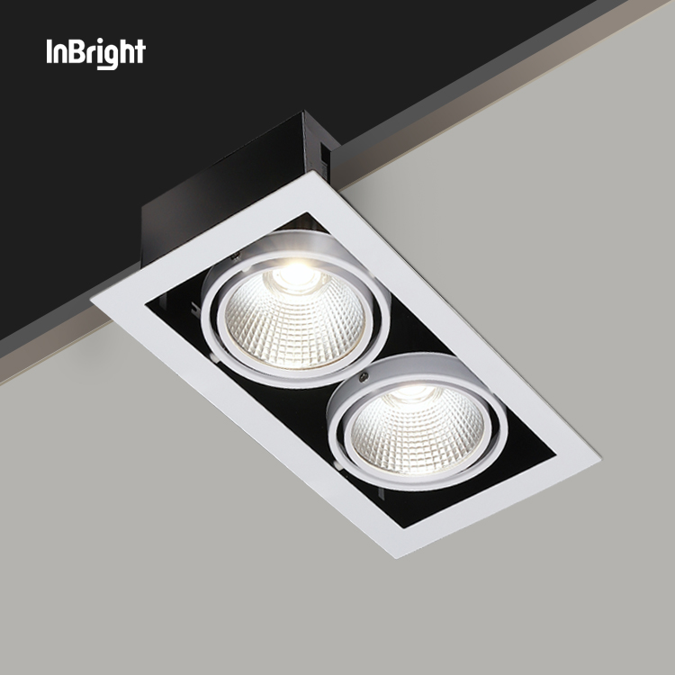 Ceiling Grille Led Spotlight 2x10w 2x20w 2x30w Double Head Adjustable Multiple Spot Light